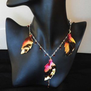 Ruby Autumn Drizzle - Sterling Silver Chain necklace